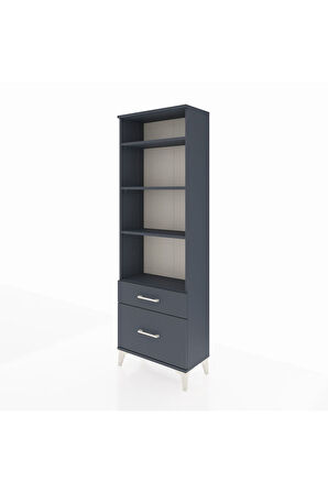 Arges Dolap 4 Raflı 2 Çekmeceli 60x30x182 Antrasit-Antrasit