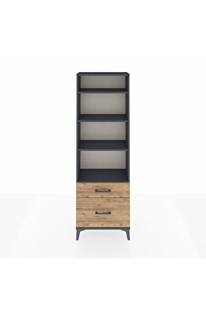 Arges Dolap 4 Raflı 2 Çekmeceli 60x30x182 Antrasit-Çam