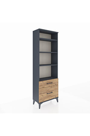 Arges Dolap 4 Raflı 2 Çekmeceli 60x30x182 Antrasit-Çam