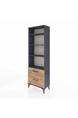Arges Dolap 4 Raflı 2 Çekmeceli 60x30x182 Antrasit-Çam