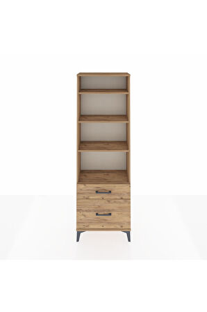 Arges Dolap 4 Raflı 2 Çekmeceli 60x30x182 Çam-Çam
