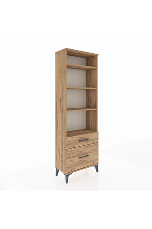 Arges Dolap 4 Raflı 2 Çekmeceli 60x30x182 Çam-Çam