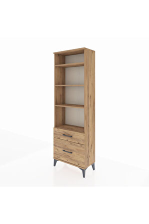 Arges Dolap 4 Raflı 2 Çekmeceli 60x30x182 Çam-Çam