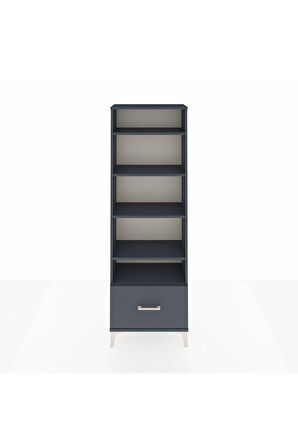 Arges Dolap 5 Raflı Tek Çekmeceli 60x30x182 Antrasit-Antrasit