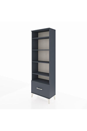 Arges Dolap 5 Raflı Tek Çekmeceli 60x30x182 Antrasit-Antrasit