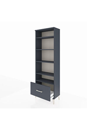 Arges Dolap 5 Raflı Tek Çekmeceli 60x30x182 Antrasit-Antrasit