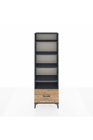 Arges Dolap 5 Raflı Tek Çekmeceli 60x30x182 Antrasit-Çam