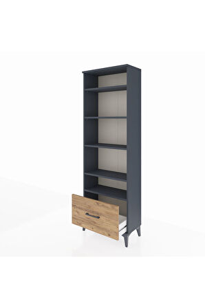 Arges Dolap 5 Raflı Tek Çekmeceli 60x30x182 Antrasit-Çam