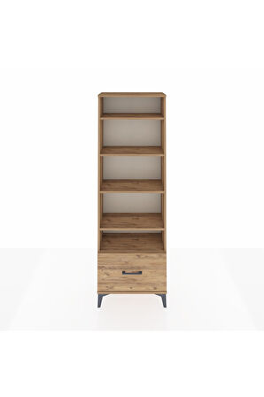 Arges Dolap 5 Raflı Tek Çekmeceli 60x30x182 Çam-Çam