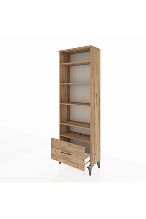 Arges Dolap 5 Raflı Tek Çekmeceli 60x30x182 Çam-Çam