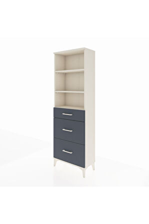 Arges Dolap 3 Raflı 3 Çekmeceli 60x30x182 Aytaşı-Antrasit