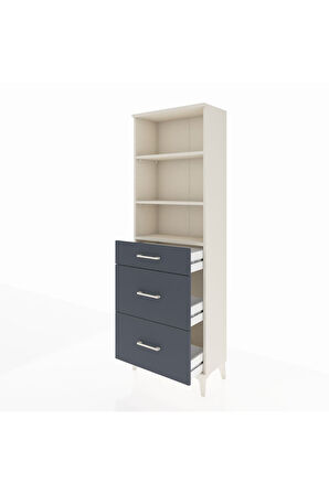 Arges Dolap 3 Raflı 3 Çekmeceli 60x30x182 Aytaşı-Antrasit