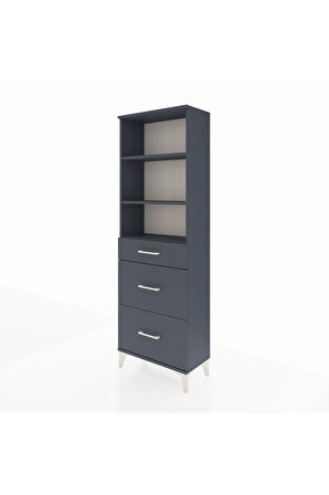 Arges Dolap 3 Raflı 3 Çekmeceli 60x30x182 Antrasit-Antrasit