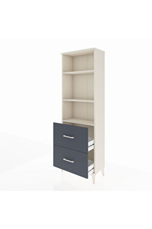 Arges Dolap 3 Raflı 2 Çekmeceli 60x30x182 Aytaşı-Antrasit