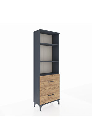 Arges Dolap 3 Raflı 2 Çekmeceli 60x30x182 Antrasit-Çam