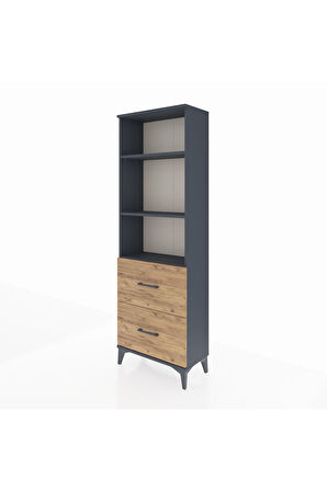 Arges Dolap 3 Raflı 2 Çekmeceli 60x30x182 Antrasit-Çam
