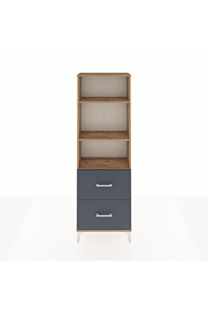 Arges Dolap 3 Raflı 2 Çekmeceli 60x30x182 Çam-Antrasit