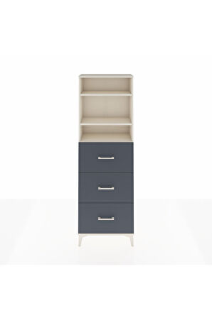 Arges Dolap 3 Raflı 3 Çekmeceli 60x30x182 Aytaşı-Antrasit
