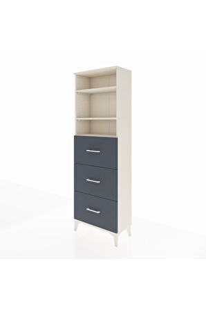 Arges Dolap 3 Raflı 3 Çekmeceli 60x30x182 Aytaşı-Antrasit