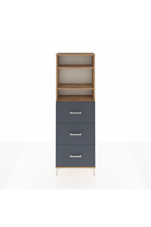 Arges Dolap 3 Raflı 3 Çekmeceli 60x30x182 Çam-Antrasit