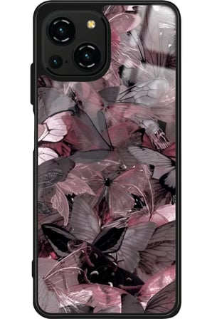 Reeder S23 Pro Max Uyumlu Pembe Kelebek Tasarımlı Parlak Silikon Kılıf
