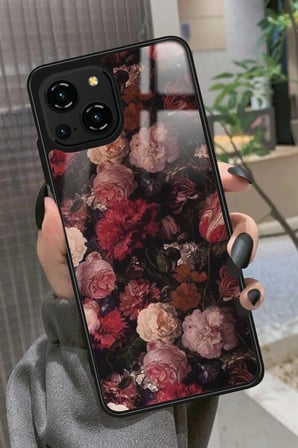 Reeder S23 Pro Max Uyumlu Pembe Çiçek Tasarımlı Parlak Silikon Kılıf