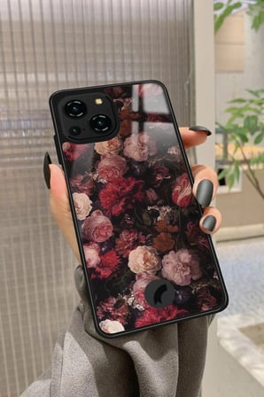 Reeder S23 Pro Max Uyumlu Pembe Çiçek Tasarımlı Parlak Silikon Kılıf