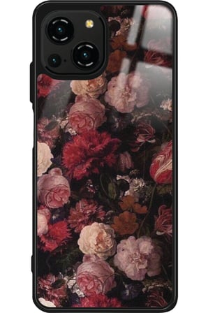 Reeder S23 Pro Max Uyumlu Pembe Çiçek Tasarımlı Parlak Silikon Kılıf