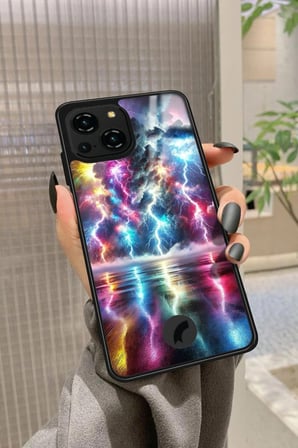 Reeder S23 Pro Max Uyumlu Renkli Şimşek Tasarımlı Parlak Silikon Kılıf