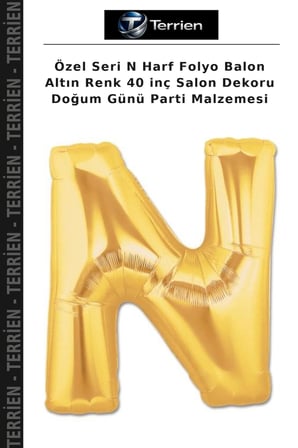 Özel Seri N Harf Folyo Balon Altın Renk 40 inç Salon Dekoru Doğum Günü Parti Malzemesi