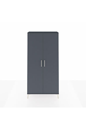 Arges Dolap 2 Kapaklı Tek Askılı 88x30x182 Antrasit-Antrasit