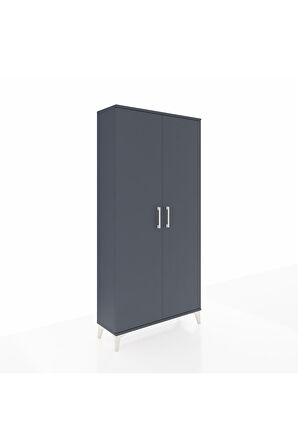 Arges Dolap 2 Kapaklı Tek Askılı 88x30x182 Antrasit-Antrasit