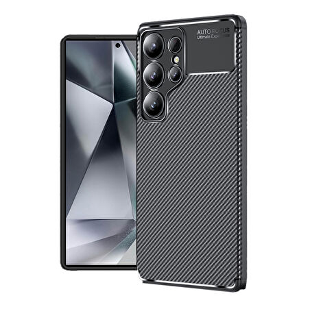 Samsung Galaxy S25 Ultra Kılıf Karbon Görünümlü Silikon Kılıf Zr-Ngro