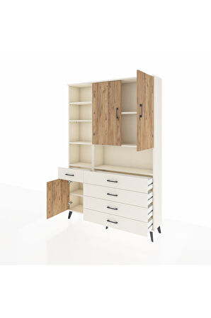 Arges Dolap 8 Raflı 5 Çekmeceli 3 Kapaklı 132x30x195 Aytaşı-Çam/Aytaşı