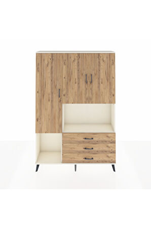 Arges Dolap 6 Raflı 3 Çekmeceli 3 Kapaklı 132x30x195 Aytaşı-Çam/Çam