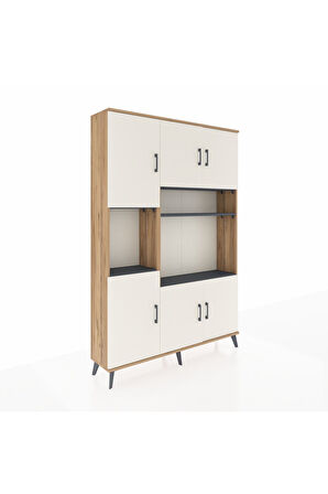 Arges Dolap 9 Raflı 6 Kapaklı 132x30x195 Çam-Aytaşı/Antrasit