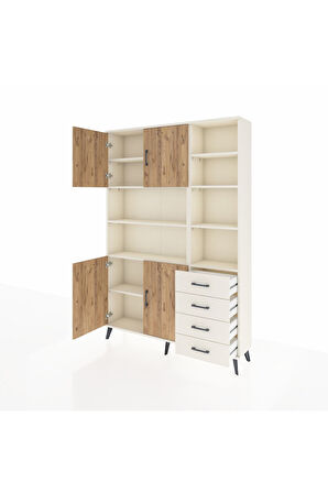 Arges Dolap 9 Raflı 4 Çekmeceli 4 Kapaklı 132x30x195 Aytaşı-Çam/Aytaşı