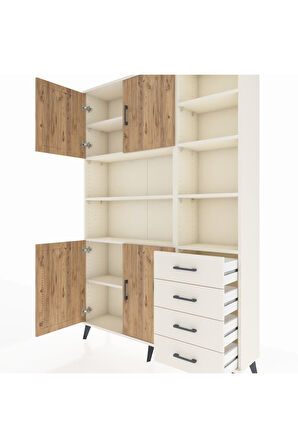Arges Dolap 9 Raflı 4 Çekmeceli 4 Kapaklı 132x30x195 Aytaşı-Çam/Aytaşı