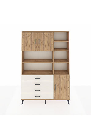 Arges Dolap 9 Raflı 4 Çekmeceli 3 Kapaklı 132x30x195 Çam-Çam/Aytaşı