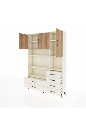 Arges Dolap 9 Raflı 6 Çekmeceli 3 Kapaklı 132x30x195 Aytaşı-Çam/Aytaşı