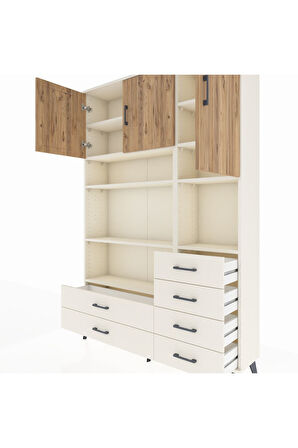 Arges Dolap 9 Raflı 6 Çekmeceli 3 Kapaklı 132x30x195 Aytaşı-Çam/Aytaşı