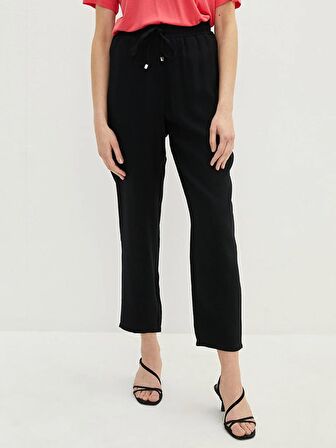 Beli Lastikli Rahat Kalıp Düz Cep Detaylı Kadın Pantolon