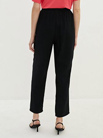 Beli Lastikli Rahat Kalıp Düz Cep Detaylı Kadın Pantolon