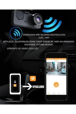 Üç Kameralı Wi‑Fi Araç İçi Kamera – GPS Takip & G-Sensor Özellikli Güvenlik Çözümü