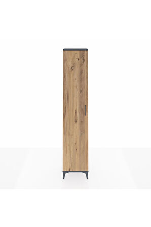 Arges Dolap 2 Raflı Tek Kapaklı Tek Askılı 44x30x221 Antrasit-Çam