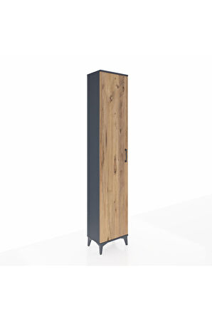 Arges Dolap 2 Raflı Tek Kapaklı Tek Askılı 44x30x221 Antrasit-Çam