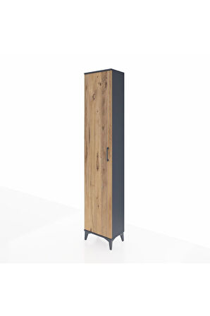 Arges Dolap 2 Raflı Tek Kapaklı Tek Askılı 44x30x221 Antrasit-Çam