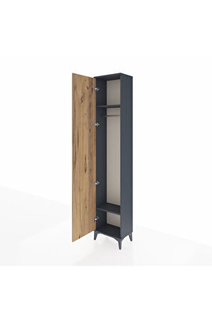 Arges Dolap 2 Raflı Tek Kapaklı Tek Askılı 44x30x221 Antrasit-Çam