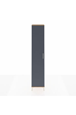 Arges Dolap 2 Raflı Tek Kapaklı Tek Askılı 44x30x221 Çam-Antrasit