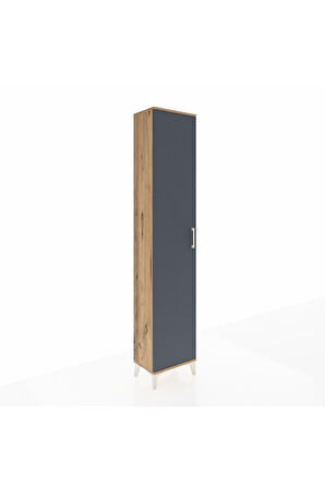 Arges Dolap 2 Raflı Tek Kapaklı Tek Askılı 44x30x221 Çam-Antrasit